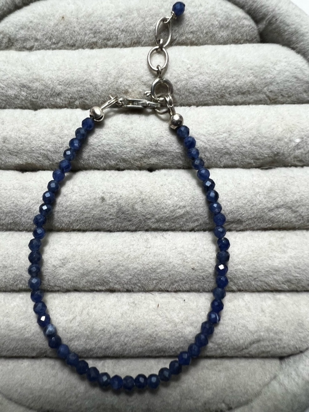 Sterling Silver Blue Sapphire Beaded Bracelet